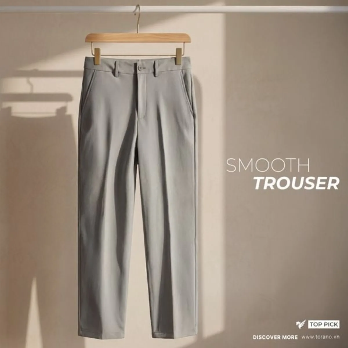 Quần âu smart SMOOTH TROUSER TORANO mặt vải phẳng phiu, hạn chế nhăn nhàu và co giãn thoải mái HABF801