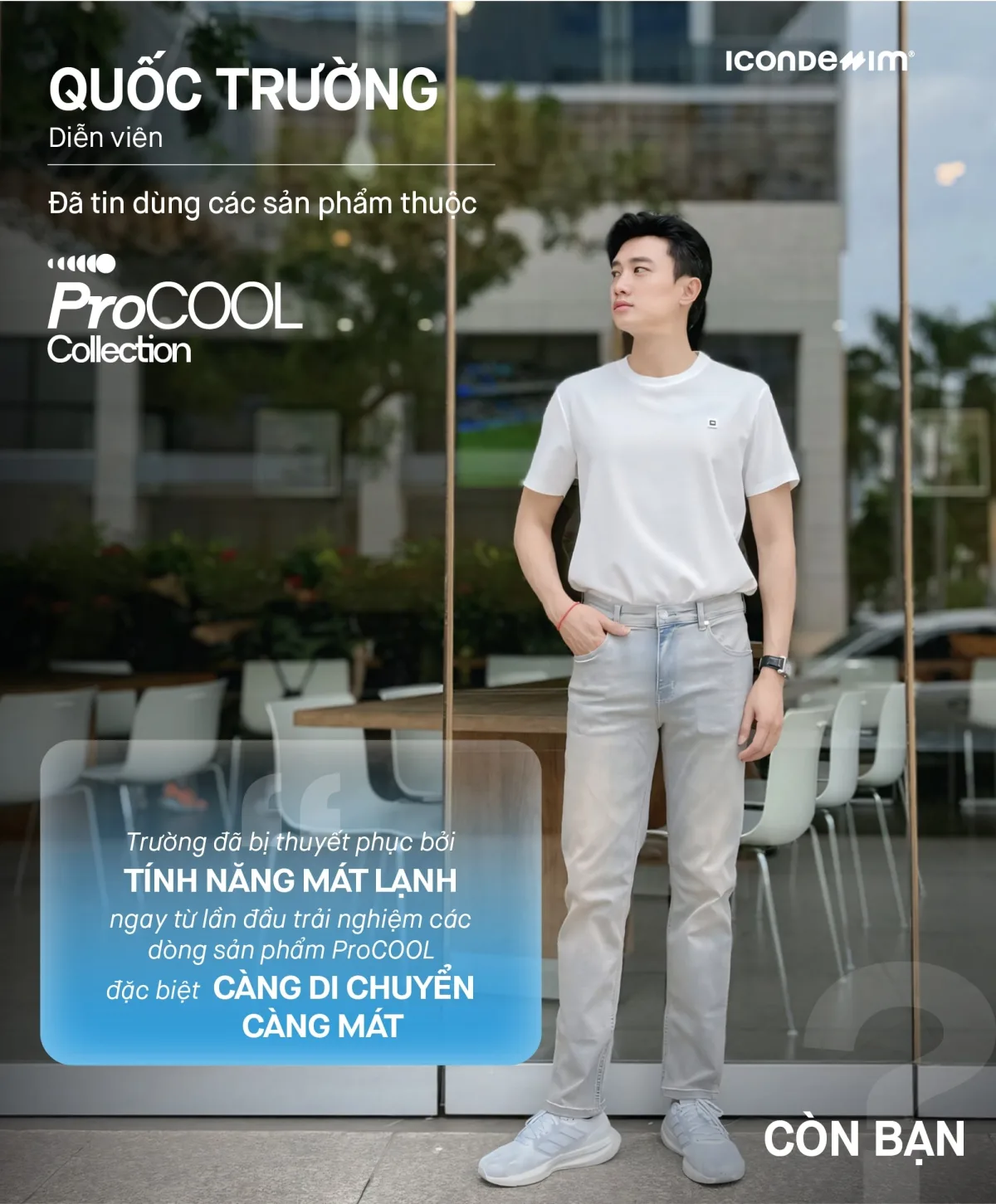 Áo polo nam PROCOOL ICONDENIM form slim-fit, công nghệ hạt làm mát thoáng khí, co giãn 4 chiều, vải mịn ít nhăn PLID0153