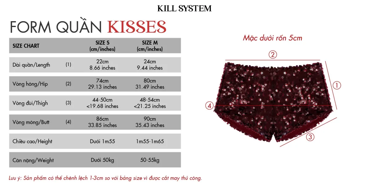 Quần short siêu ngắn kim tuyến lấp lánh KISSES - 𝐊𝐈𝐋𝐋 𝐒𝐘𝐒𝐓𝐄𝐌