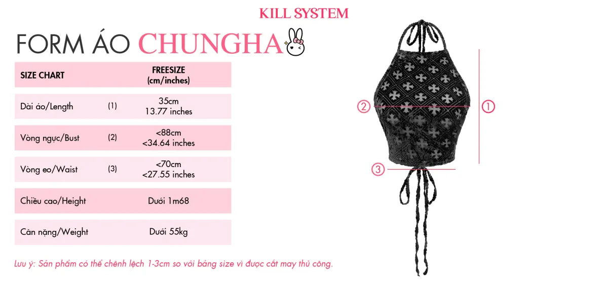 Áo yếm hở lưng họa tiết xuyên thấu CHUNGHA - 𝐊𝐈𝐋𝐋 𝐒𝐘𝐒𝐓𝐄𝐌