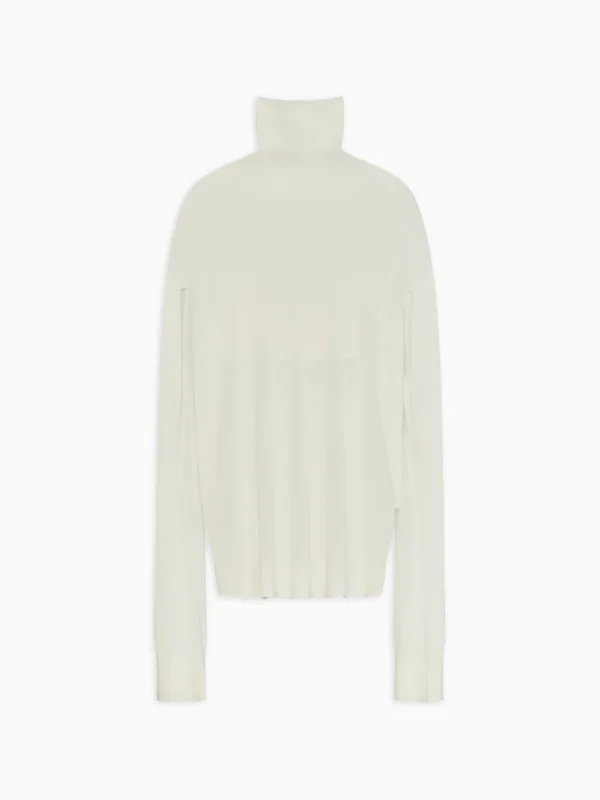 Carmy Ribbed Turtleneck Jumper in Knitted Silk