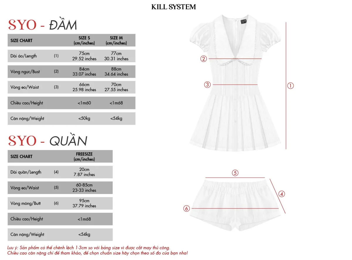 Đầm xếp ly tay phồng cổ chữ khoét sâu SYO - 𝐊𝐈𝐋𝐋 𝐒𝐘𝐒𝐓𝐄𝐌