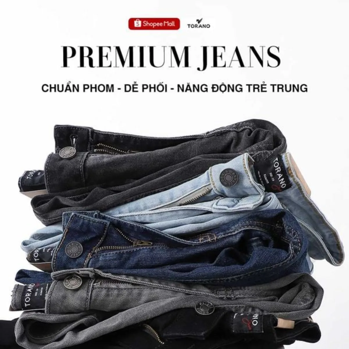 Quần Jeans nam PREMIUM JEANS TORANO dáng basic Slim Co Giãn Tốt, Không Bai Xù, Bền Màu, Phom Trẻ Trung EABJ012