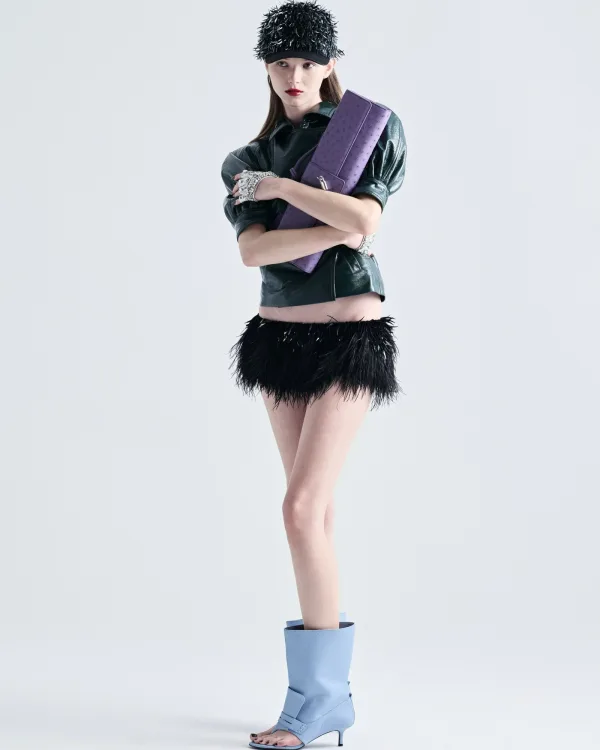 Airborne Feather-Embellished Mini Skirt