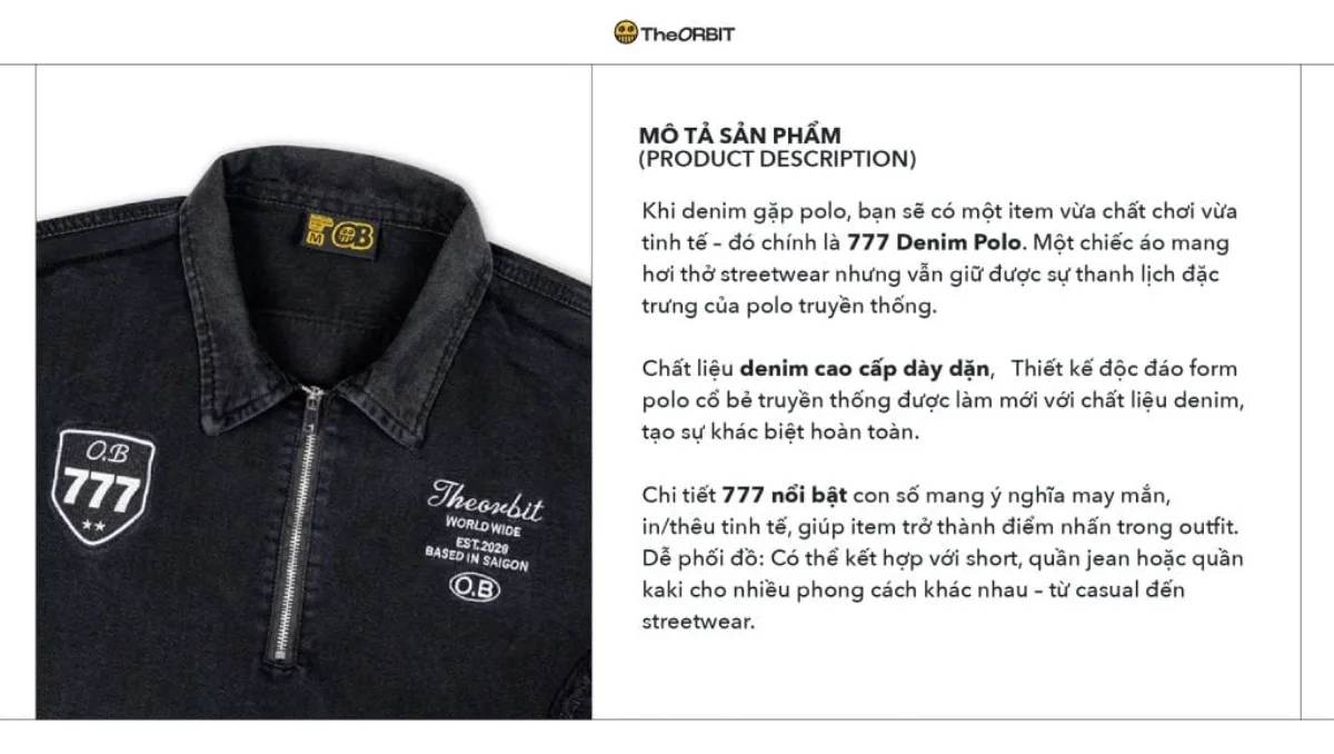 COMBO ÁO + QUẦN The ORBIT 777 Denim Polo + Denim Short Black - Local Brand Chính Hãng