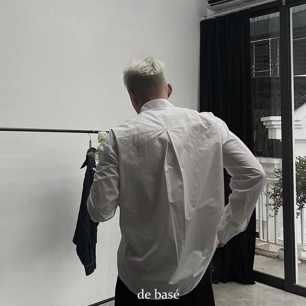 Sơ Mi Trắng Cổ Trụ - Kai shirt - 100% Cotton - De Basé