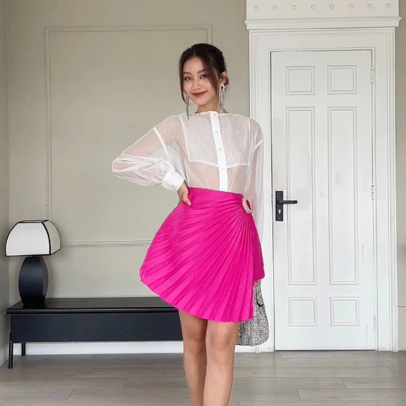 COCO SIN - Váy Tapta Hồng Dập Ly Đinh Đá
