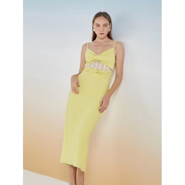 COCO SIN - Đầm 2 Dây Gân Xanh Phối Ren