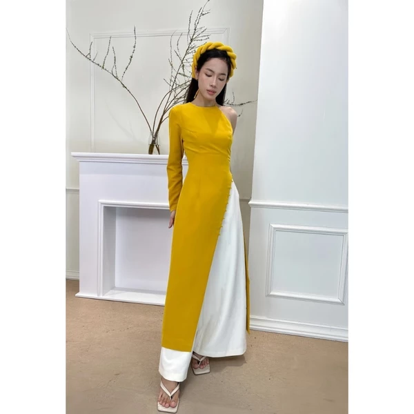 COCO SIN - Áo Dài Vàng Lệch Vai