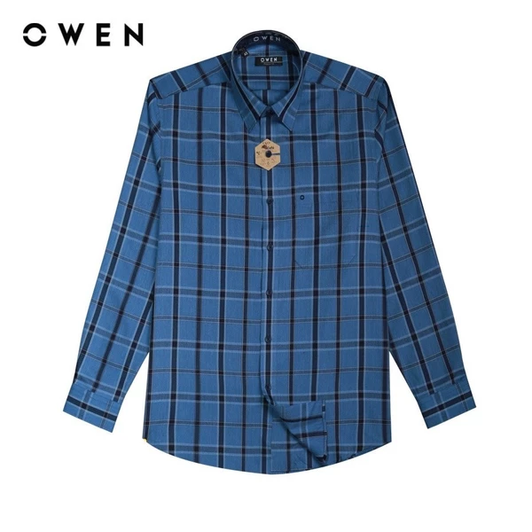 OWEN - Áo sơ mi dài tay Regular Fit AR220855DT màu Navy chất liệu Cafe T-Cool
