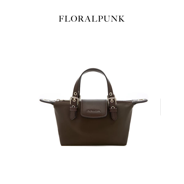 Túi Xách Floralpunk City Shopper Mini - Brown - Nylon Cao Cấp, Quai Da PU - Đeo Chéo/Xách Tay Thời Trang