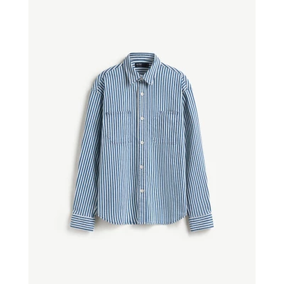 Áo Sơ Mi Jeans Nam Họa Tiết Sọc Tay Dài Form Loose - Routine 10S25DSH007