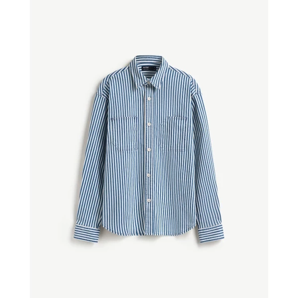 Áo Sơ Mi Jeans Nam Họa Tiết Sọc Tay Dài Form Loose - Routine 10S25DSH007