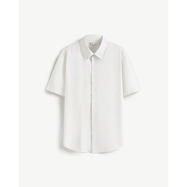 Áo Sơ Mi Nam Tay Ngắn Trơn Vải Linen Form Regular - Routine 10F24SHS034
