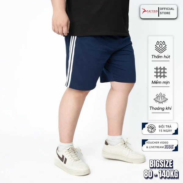 Quần Short Thun Big size Nam 80-140kg AKYOO - SN XANH VIEN - SN X THAN