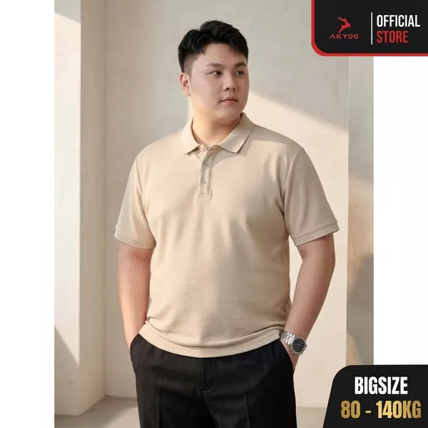 Áo Polo Nam Bigsize 80-140KG AKYOO Cao Cấp Cotton Co Giãn, Thâm Hút Mồ Hôi, Áo Polo Bigsize - PL SUA