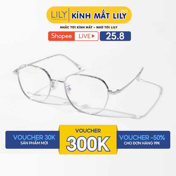 Gọng kính đa giác nữ LILYEYEWEAR chất liệu B-Titanium cao cấp thanh mảnh nhẹ nhàng kiểu dáng thời trang 86619