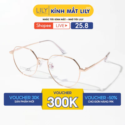 Gọng kính đa giác nam nữ LILYEYEWEAR chất liệu B-Titanium bền dẻo thanh mảnh nhẹ nhàng 121217