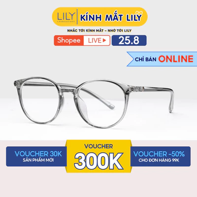 Gọng kính tròn chất liệu nhựa dẻo phụ kiện thời trang nữ Lilyeyewear 22303 nhiều màu