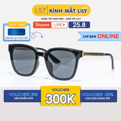 Kính mát nam nữ Lilyeyewear chống UV400 thiết kế mắt vuông dễ đeo màu sắc thời trang 602335