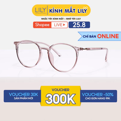 Gọng kính mắt tròn nam nữ Lilyeyewear chất liệu nhựa dẻo thanh mảnh nhẹ nhàng 52313