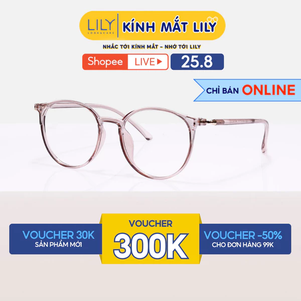 Gọng kính mắt tròn nam nữ Lilyeyewear chất liệu nhựa dẻo thanh mảnh nhẹ nhàng 52313