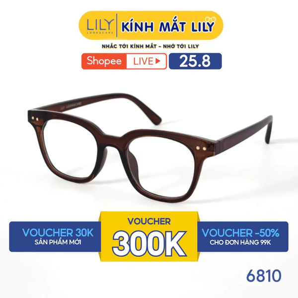 Gọng kính cận nam nữ mắt vuông chữ V phụ kiện thời trang Lilyeyewear 682310