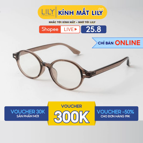 Gọng kính mắt Oval nam nữ LILYEYEWEAR chất liệu nhựa cao cấp chắc chắn kiểu dáng hiện đại màu sắc thời trang 1311KOR