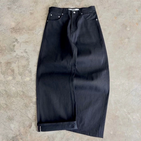 Quần Jeans Nam Ống Rộng Wide Leg Màu Đen Raw Denim 13oz THEBROTHERS