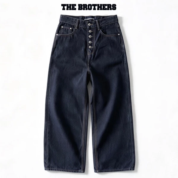 Quần Jeans Nam Baggy Ống Rộng Phủ Giày Raw Denim Deep Indigo 5 Nút THEBROTHERS