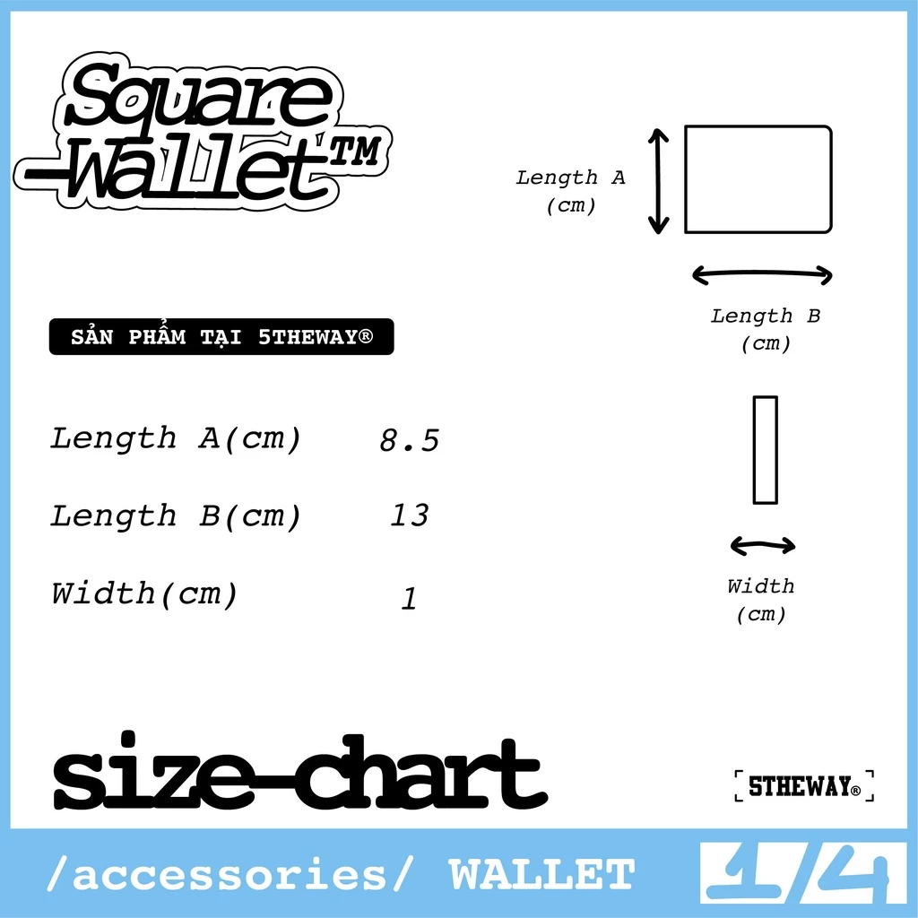 Ví ngắn 5THEWAY® /solid/ SQUARE WALLET™ in GREY