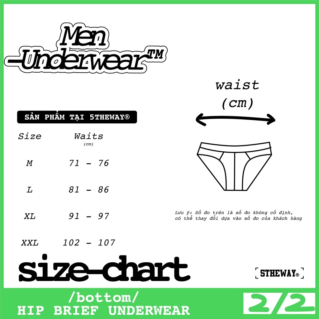 5THEWAY HIP BRIEF UNDERWEAR in BLACK aka Quần Lót Nam Tam Giác Đen