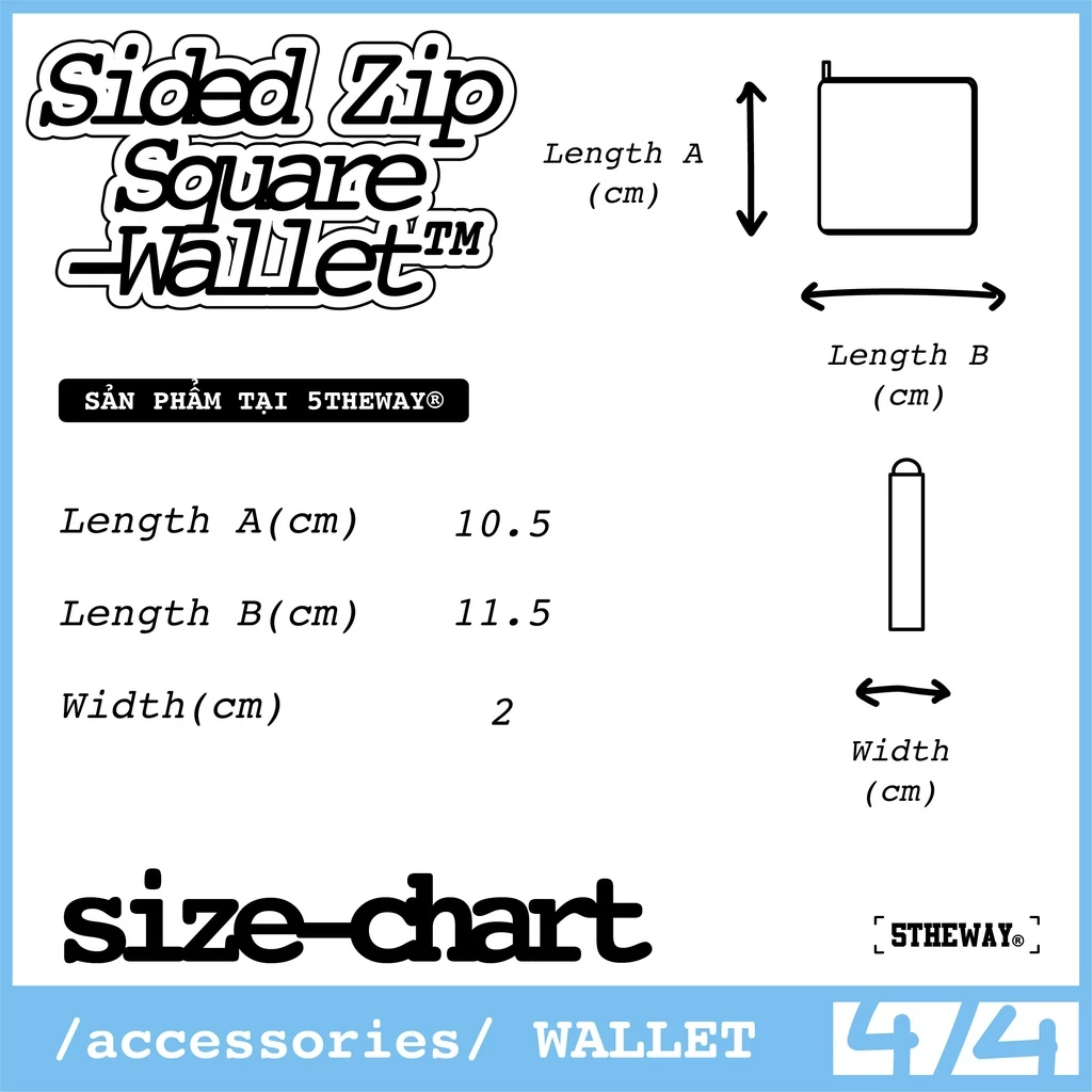 Ví ngắn có Zip kéo 5THEWAY /tie dye/ 3-SIDED ZIP SQUARE WALLET