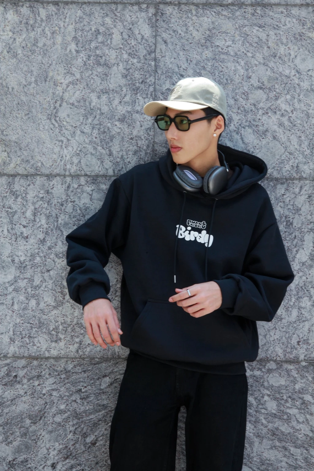 Áo hoodie đen trơn nam nữ Birdybag Reset nỉ bông dày unisex localbrand chính hãng