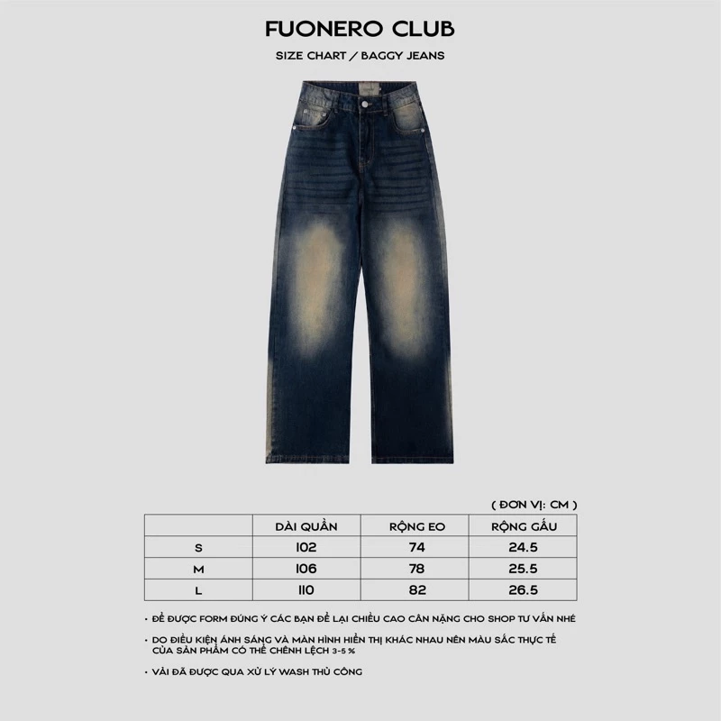 FNC BAGGY JEANS FADED WASH / QUẦN JEAN ỐNG RỘNG FUONERO CLUB