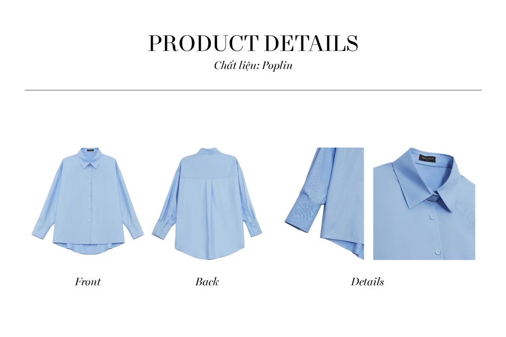 Áo sơ mi oversized MONO TALK (trắng) vải poplin hạn chế nhăn, mềm mát T10001FT