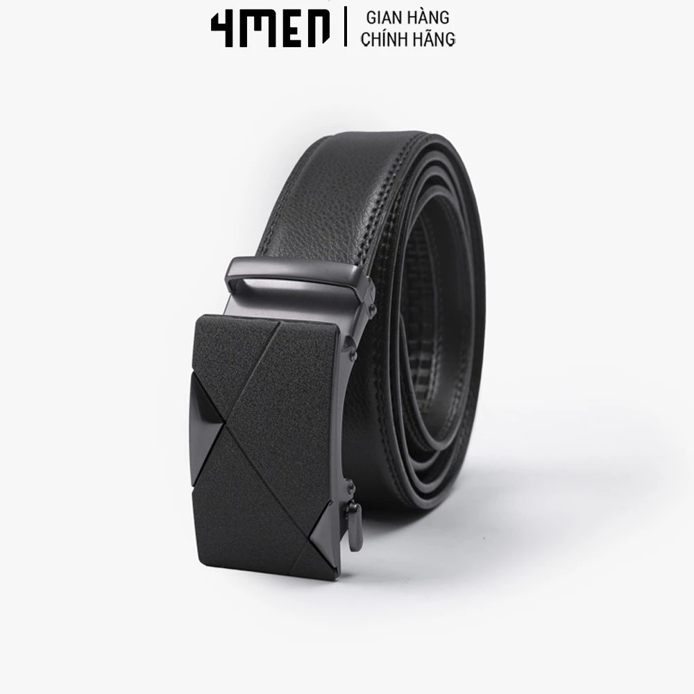 Thắt Lưng Nam Khóa Tự Động 4MEN TL107 dây lưng trơn màu đen thanh lịch, hiện đại, chất liệu da bền chắc, dễ phối đồ