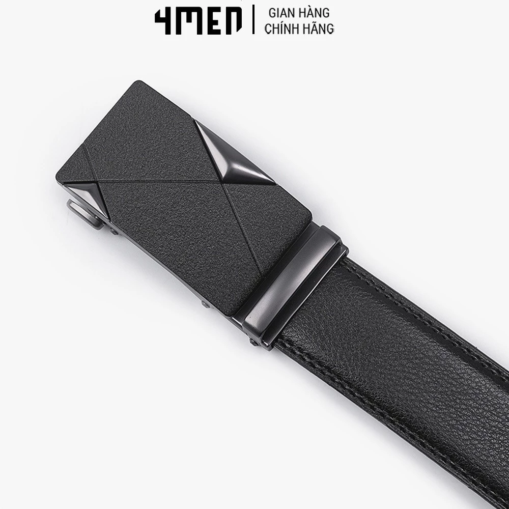 Thắt Lưng Nam Khóa Tự Động 4MEN TL107 dây lưng trơn màu đen thanh lịch, hiện đại, chất liệu da bền chắc, dễ phối đồ