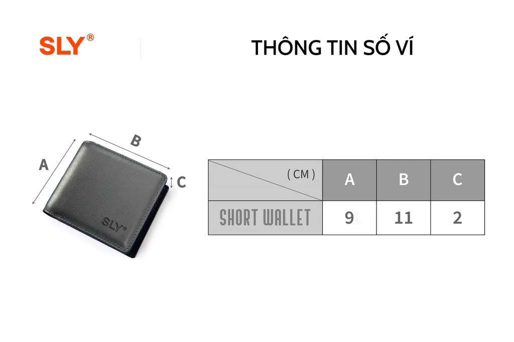 Ví da ngắn SLY Original dập chìm cao cấp
