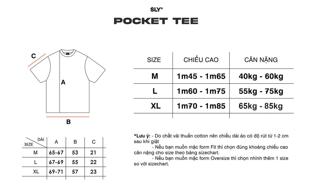 Áo thun cổ tròn SLY Basic Pocket Tee 3 màu