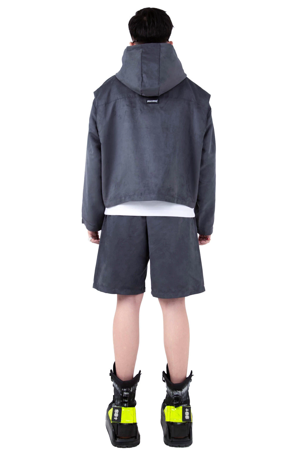 Áo Khoác URBAN MONKEY Suede Crop Jacket Grey Da Lộn Lót Dù Form Crop Nam Nữ Phối Màu Xám Local Brand