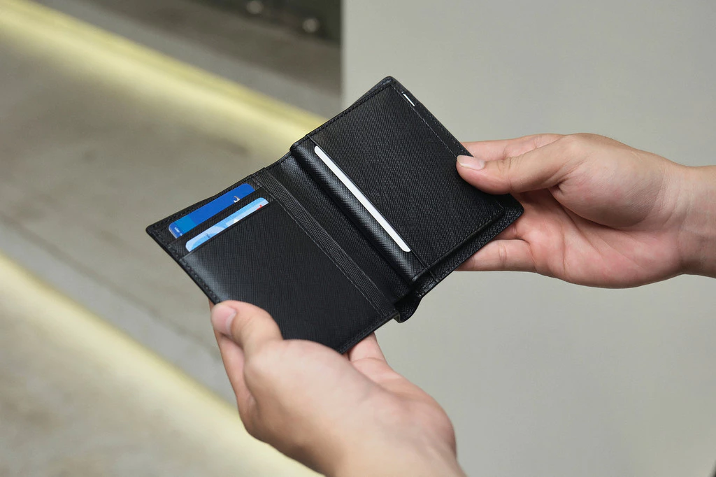 Ví nam nữ da bò BAMA Wallet W607 nhiều ngăn dáng ngang siêu mỏng gọn nhẹ chất liệu da saffiano chống xước