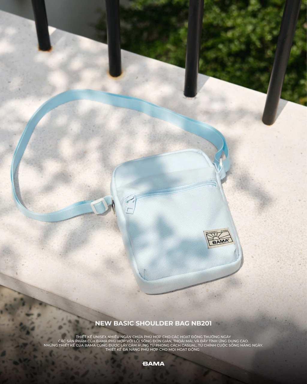Túi đeo chéo mini nam nữ BAMA New Basic Shoulder Bag NB201 chống nước nhiều ngăn vải canvas đi chơi đi cafe