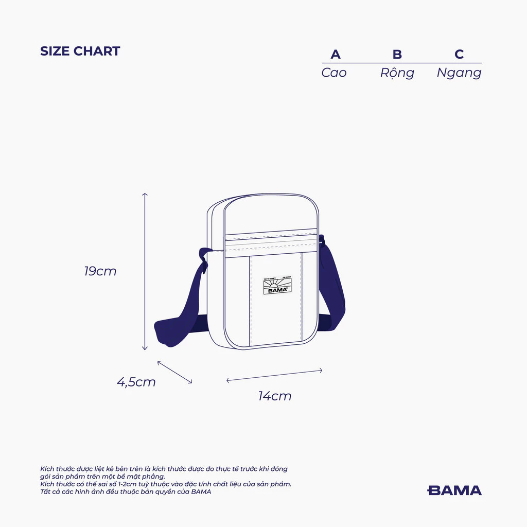 Túi đeo chéo mini nam nữ BAMA New Basic Shoulder Bag NB202 chống nước nhiều ngăn vải canvas đi chơi đi cafe