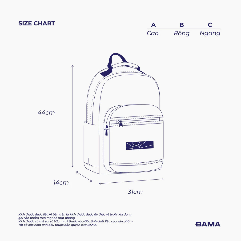 Balo nam nữ đi học đi làm BAMA Mesh Fabric Backpack MF101 chống nước nhiều ngăn đựng laptop 13 14 15 6 inch