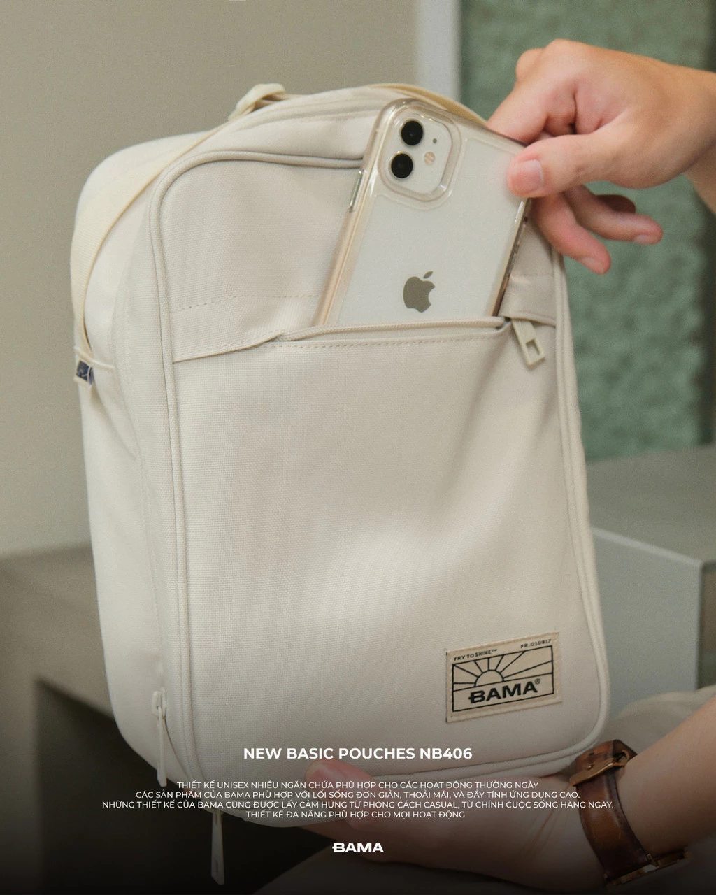 Túi đa năng nam nữ BAMA New Basic Pouches NB406 chống nước đựng đồ dùng cá nhân đồ trang điểm mỹ phẩm
