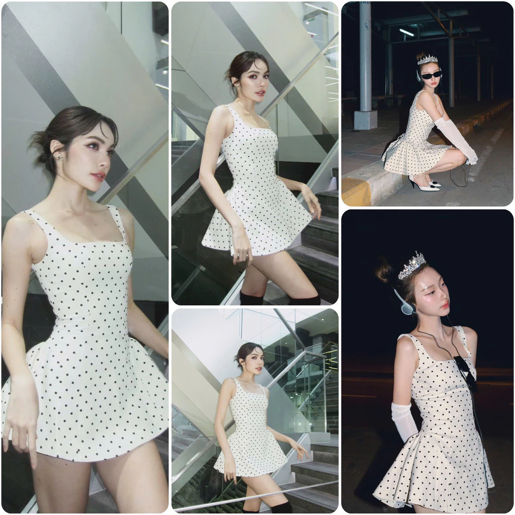 LSOUL Đầm 2 Dây Xòe Chấm Bi Sang Trọng Đi Tiệc Zoey Dress V2409162