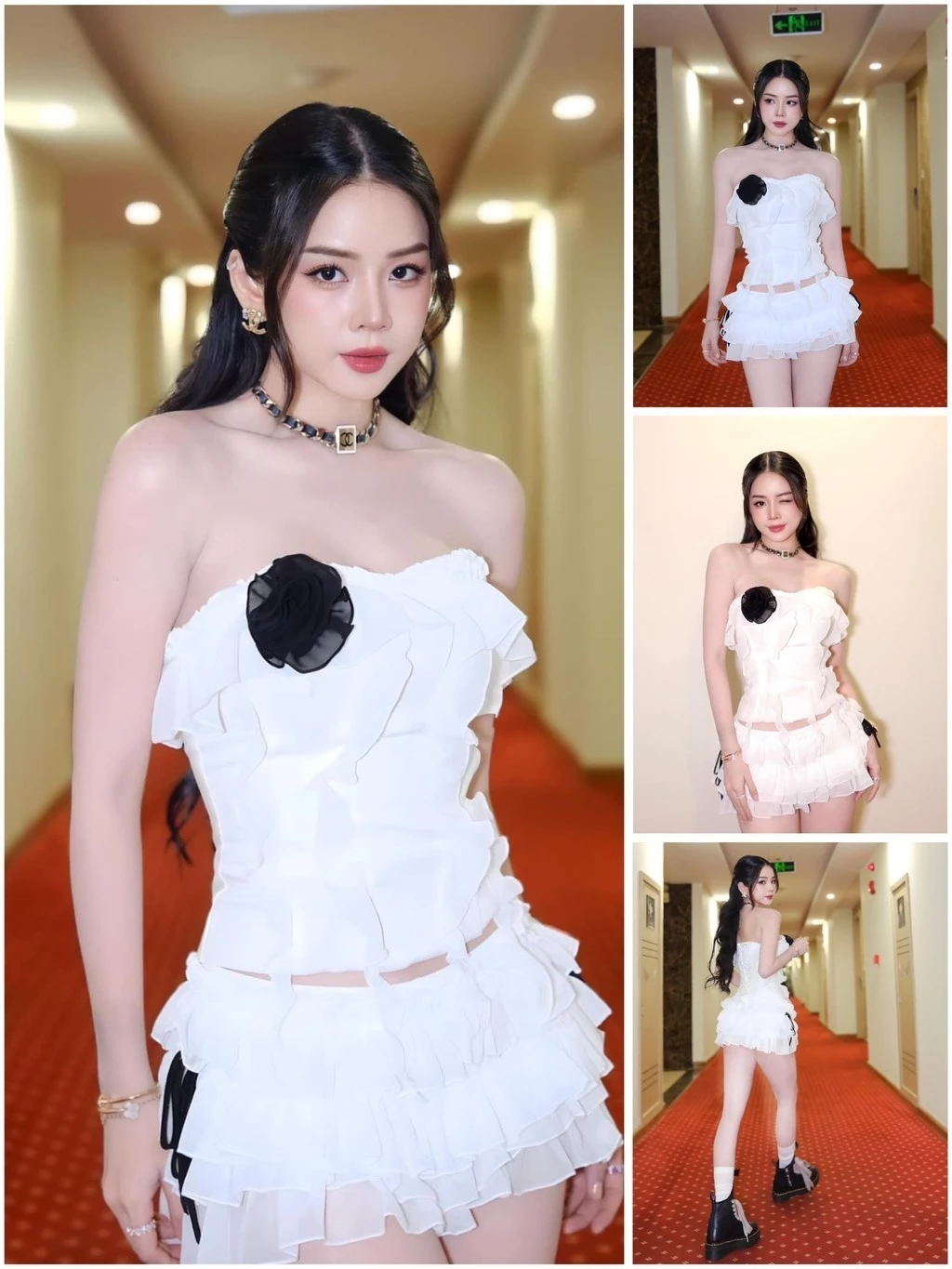LSOUL Set Áo Corset Cúp Ngực Đính Hoa + Chân Váy Xếp Tầng Tiểu Thư Fairy Set A25022801 CV25020711