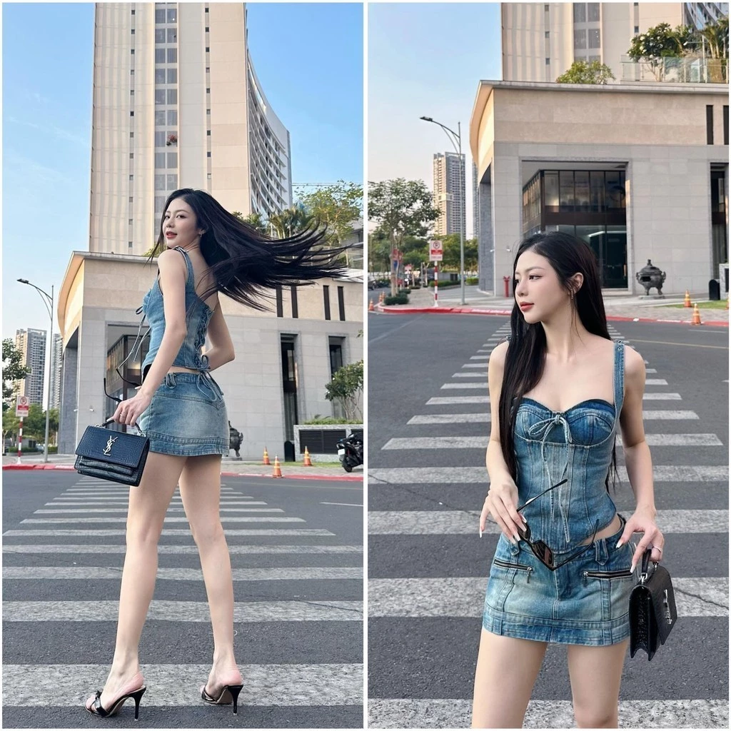 LSOUL Set Áo Corset 2 Dây Cúp Ngực+Chân Váy Cạp Trễ Y2K Cá Tính Quyến Rũ Enal - B24031393