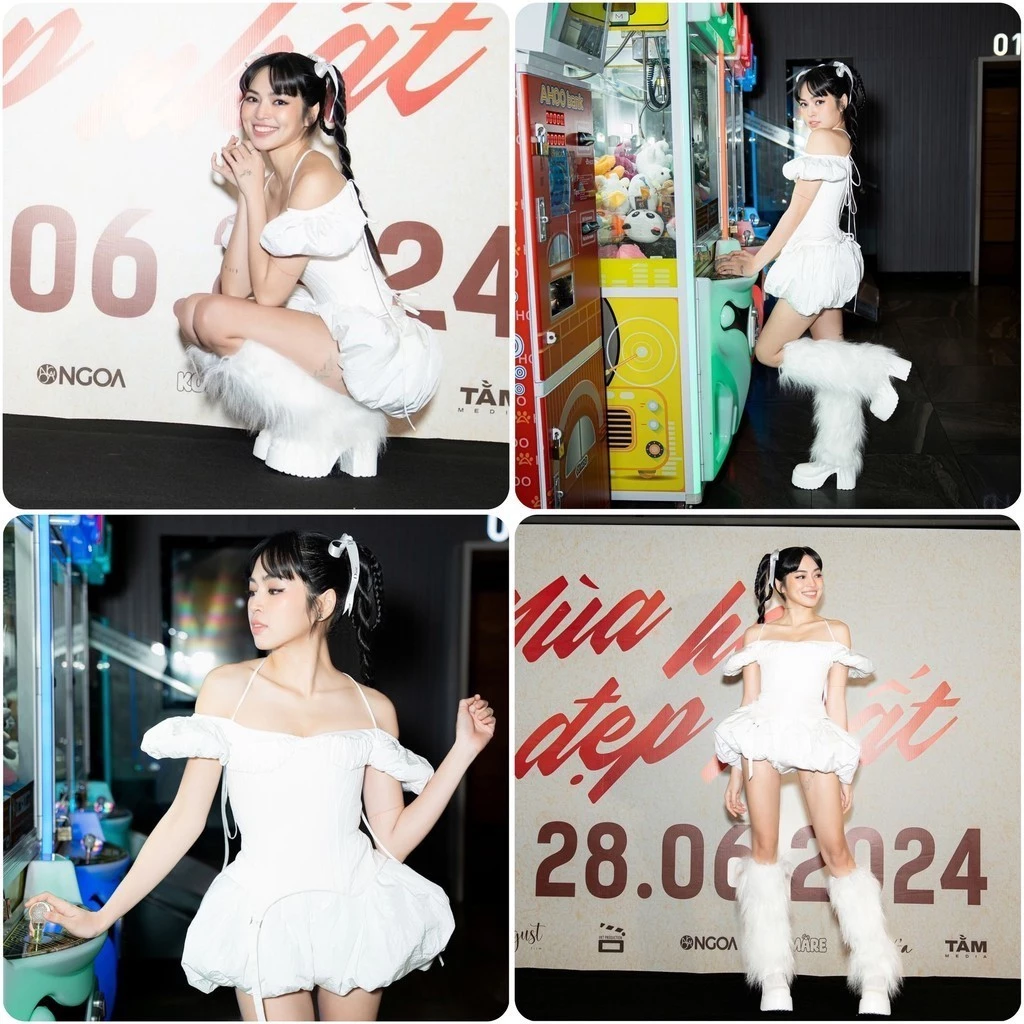LSOUL Doux Fou Set Áo Corset Trễ Vai Tay Bồng + Chân Váy Trắng Bí Phồng A25032810 CV25030720